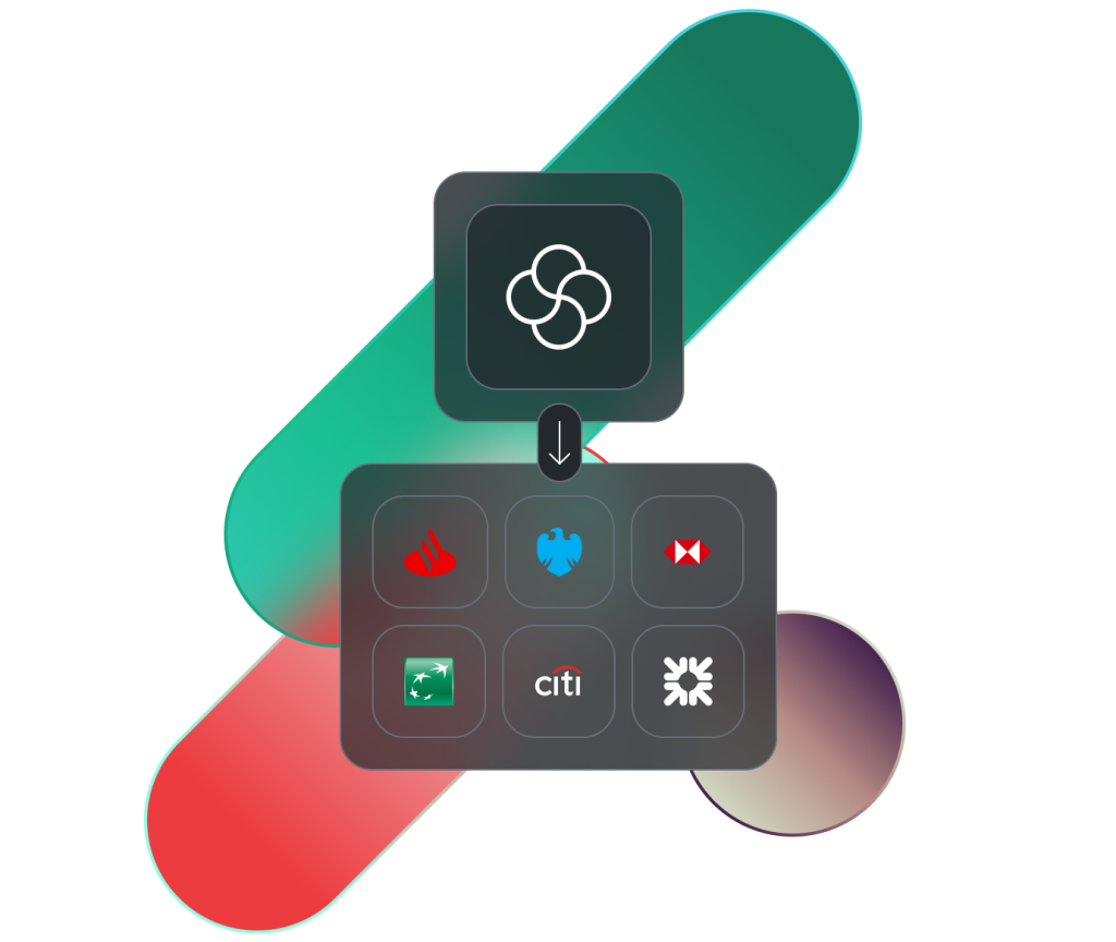 User interface showing bank connectivity