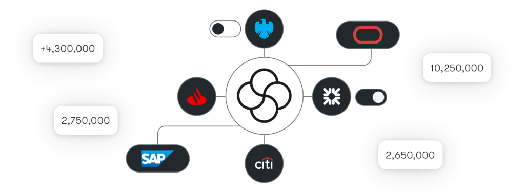 User interface showing bank connectivity